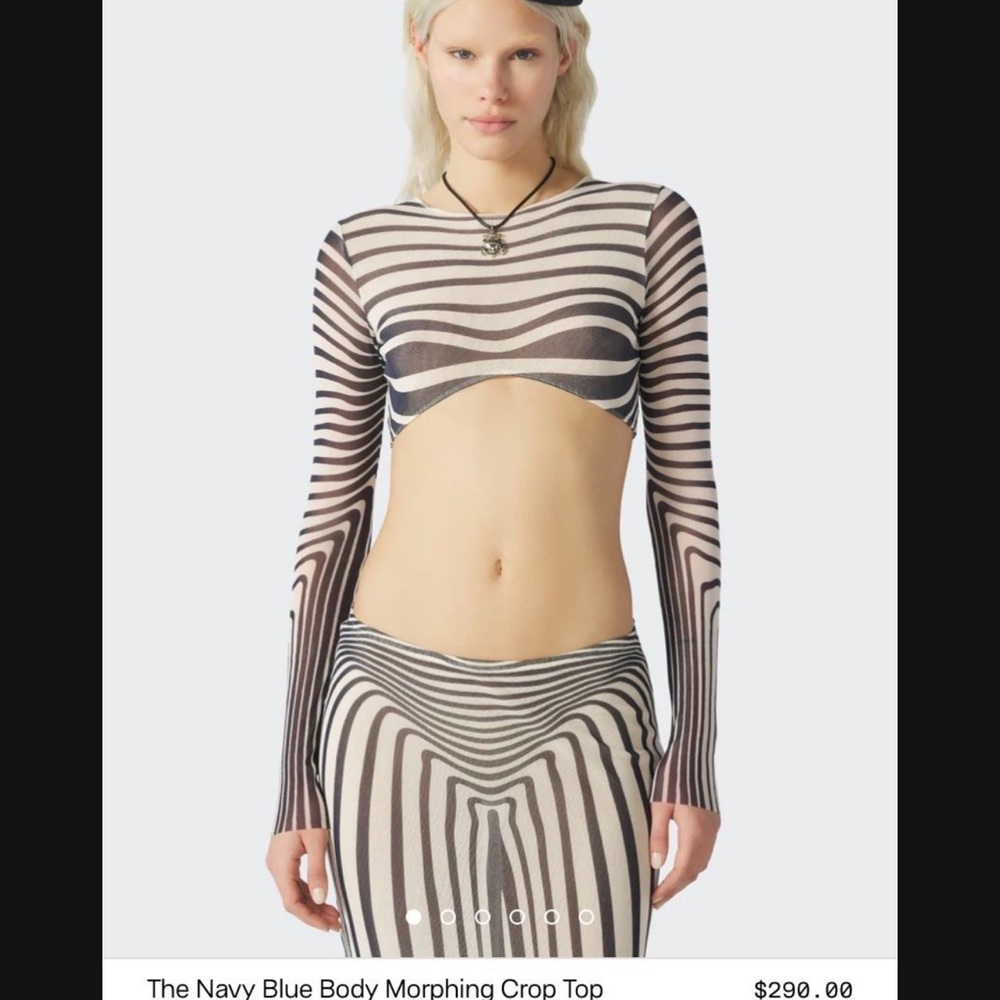 Jean Paul Gaultier Navy and Cream Illusion Crop Top